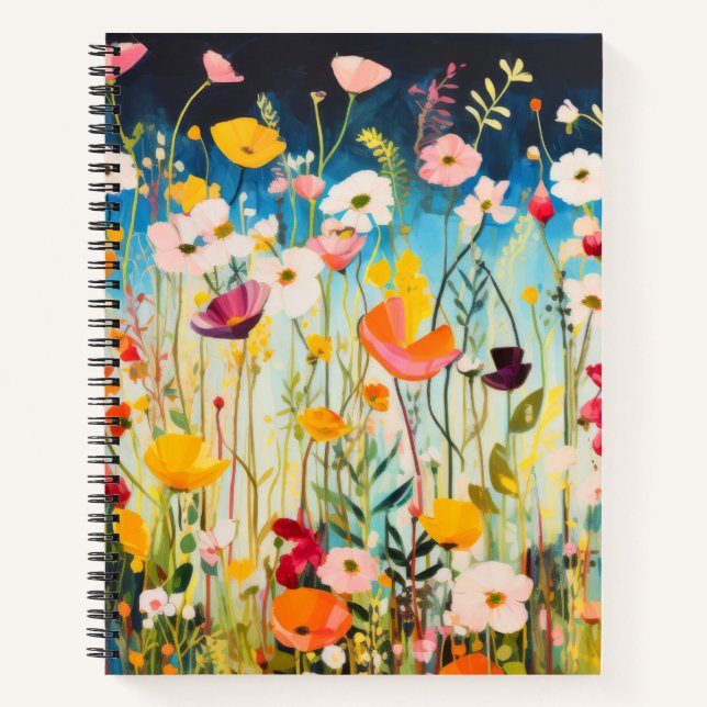 Wild Flower Poppy Concept Abstract Colorful Art Notebook (Front)