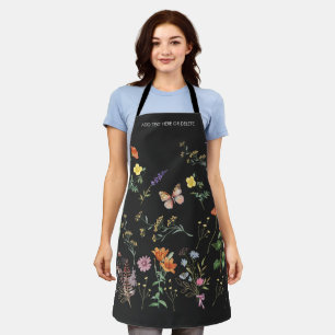 Wild Flower Pressed floral Add Text Apron