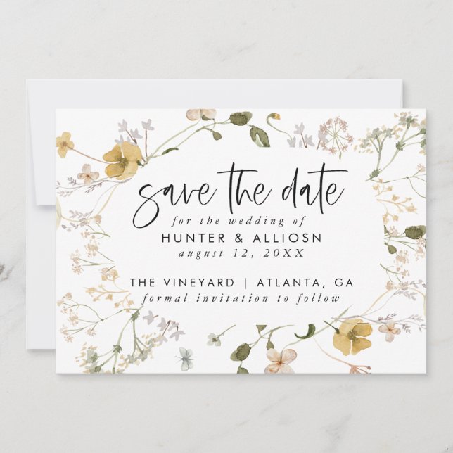 Wild Flower Save the Date Invitation (Front)