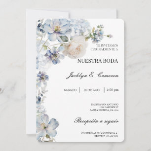 Wild flower water color Spanish Wedding Invitation