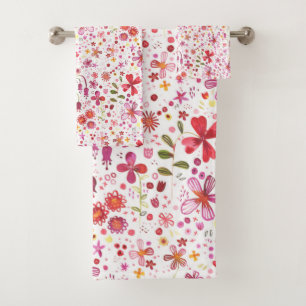 Wild Flower Watercolor Bath Towel Set