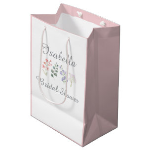 Wild Flower Watercolor Boho Bridal Shower Medium Gift Bag