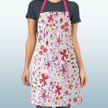 Wild Flower Watercolor Botanical Pink Red White Apron<br><div class="desc">Modern,  bright and happy wild flower watercolor painting in red,  pink and white.  Original art by Nic Squirrell.</div>