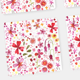 Wild Flower Watercolor Coaster Set