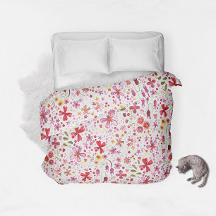 Wild Flower Watercolor Duvet Cover