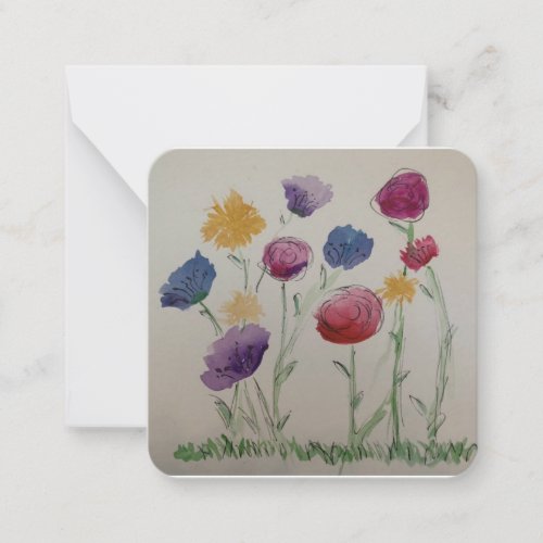 Wild flower watercolor flat card 