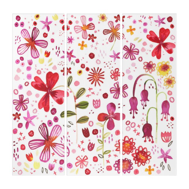 Wild Flower Watercolor Garden Triptych (Front)