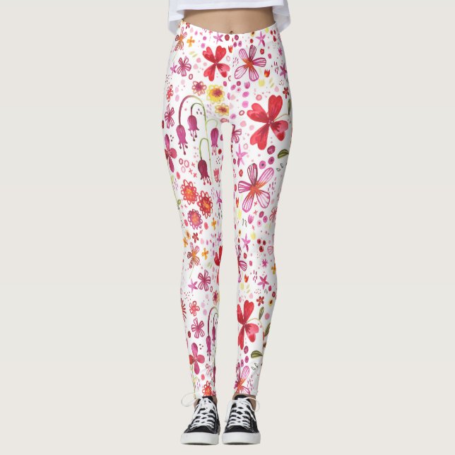 Wild Flower Watercolor Leggings (Front)