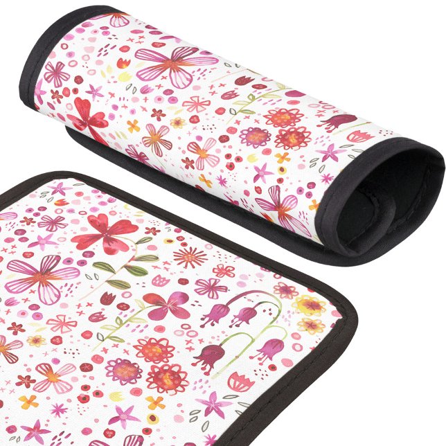 Wild Flower Watercolor Luggage Handle Wrap (Watercolor floral wildflower art luggage handle wrap)