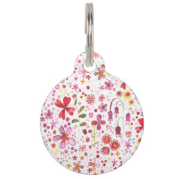Wild Flower Watercolor Pet ID Tag