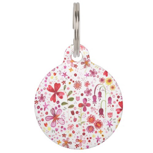 Wild Flower Watercolor Pet ID Tag