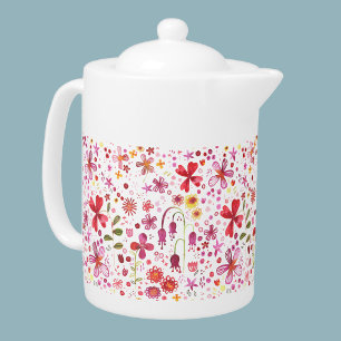Wild Flower Watercolor Teapot
