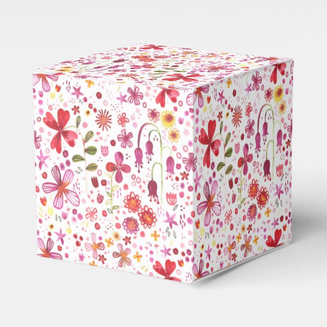 Wild Flower Watercolor Wedding Favor Boxes (Front Side)