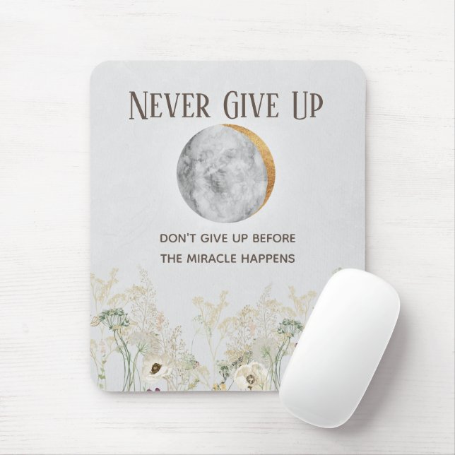 wild flower with Moon and gold Motivation Quote Mouse Pad (With Mouse)