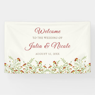 Wild Flower Yellow Marigold Foliage Wedding Banner