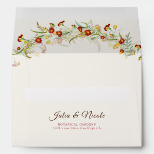 Wild Flower Yellow Marigold Foliage Wedding Envelope
