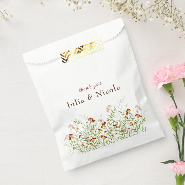 Wild Flower Yellow Marigold Foliage Wedding Favor Bag (Sealed)