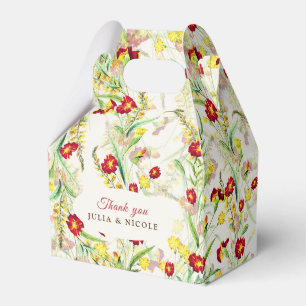 Wild Flower Yellow Marigold Foliage Wedding Favor Boxes