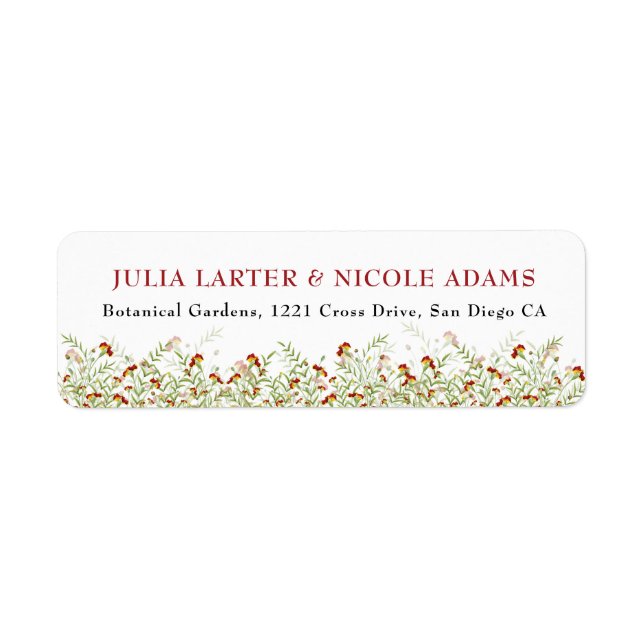 Wild Flower Yellow Marigold Foliage Wedding Label (Front)