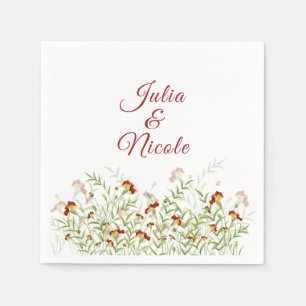 Wild Flower Yellow Marigold Foliage Wedding Napkins