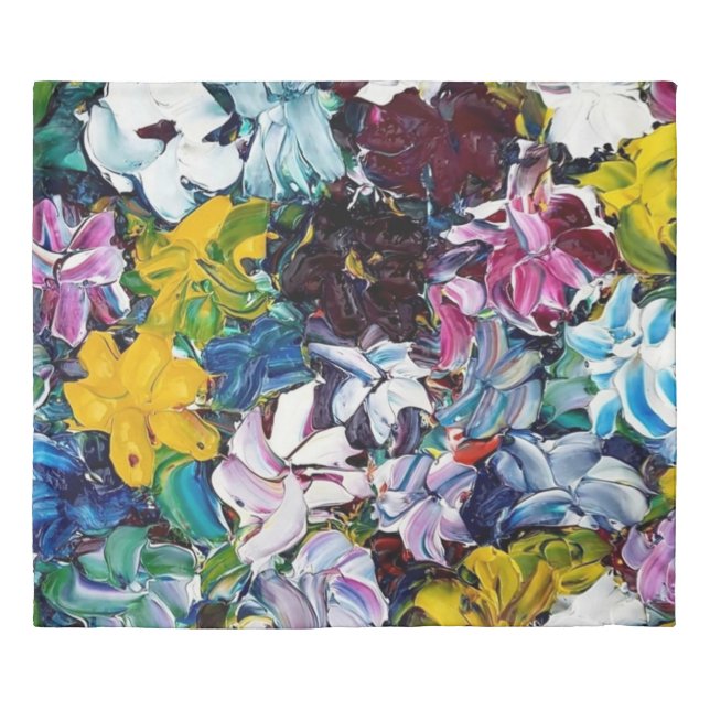 Wild Flowers Abstract Art King Size Duvet Cover (Front)