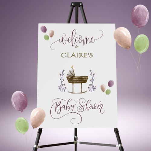 Wild Flowers and Balloons Baby Shower Welcome Sign