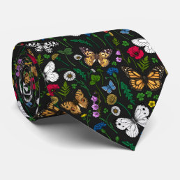 Wild flowers and butterflies 2 neck tie