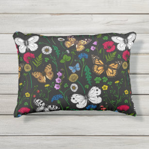 Wild flowers and butterflies 2 outdoor pillow