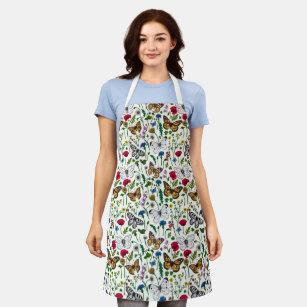 Wild flowers and butterflies apron
