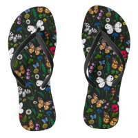 Wild flowers and butterflies on black