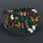 Wild flowers and butterflies on black neck tie<br><div class="desc">Hand-painted collection of various butterflies and wild flowers.</div>