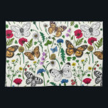 Wild flowers and butterflies on white kitchen towel<br><div class="desc">Hand-painted collection of various butterflies and wild flowers.</div>