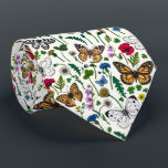 Wild flowers and butterflies on white neck tie<br><div class="desc">Hand-painted collection of various butterflies and wild flowers.</div>