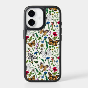 Wild flowers and butterflies on white iPhone 17 case