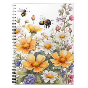Wild Flowers and Honey Bees Watercolor Notebook
