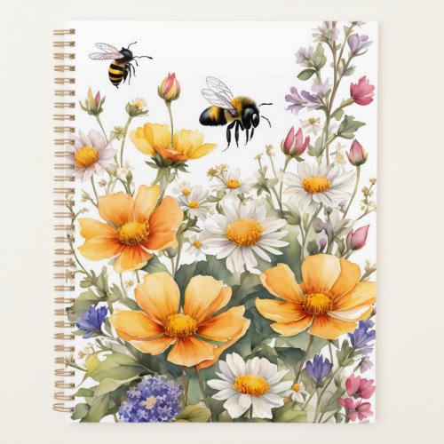 Wild Flowers and Honey Bees Watercolor Planner
