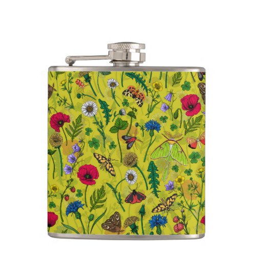 Wild flowers and moths 2 flask