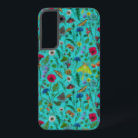 Wild flowers and moths on teal samsung galaxy s22  case<br><div class="desc">Hand-painted collection of various wild flowers.</div>
