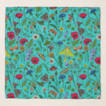 Wild flowers and moths scarf<br><div class="desc">Hand-painted collection of various wild flowers.</div>