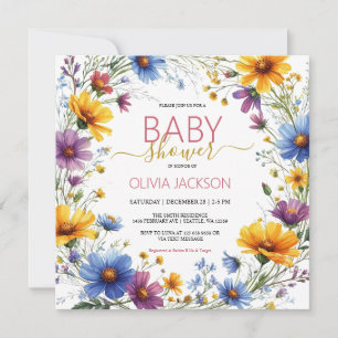 Wild flowers Baby Shower Invitation