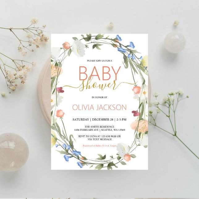  Wild flowers Baby Shower Invitation (Creator Uploaded)