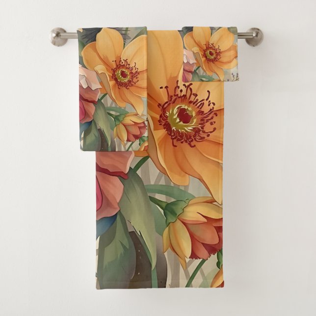Wild flowers bath towel set (Insitu)