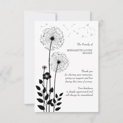 Wild Flowers Bereavement Thank You Card