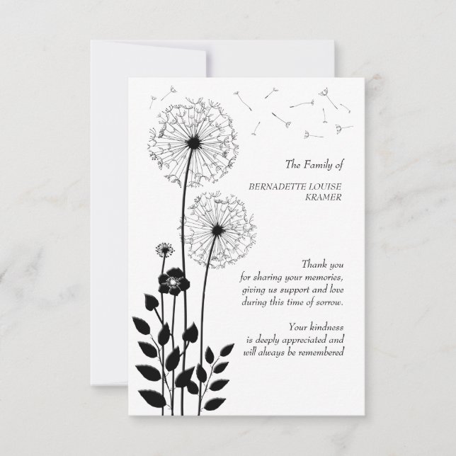 Wild Flowers Bereavement Thank You Card (Front)