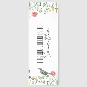 Wild Flowers, Bird and Custom Typography Bookmarks
