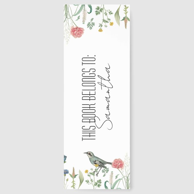 Wild Flowers, Bird and Custom Typography Bookmarks (Back)