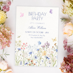 Wild flowers birthday invitation