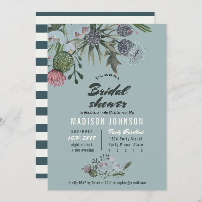 Wild Flowers | blue | Bridal Shower Invitations (Front/Back)