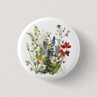 Wild Flowers Botanical Flower Nature Colorfull Button