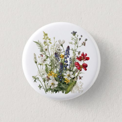 Wild Flowers Botanical Flower Nature Colorfull  Button